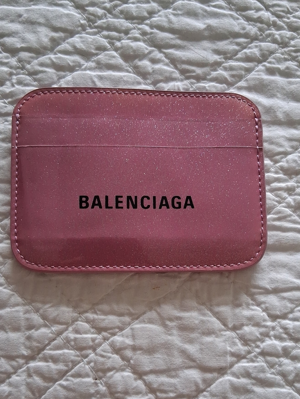 Balenciaga Everyday Glitter Card Holder Pink Wallet
